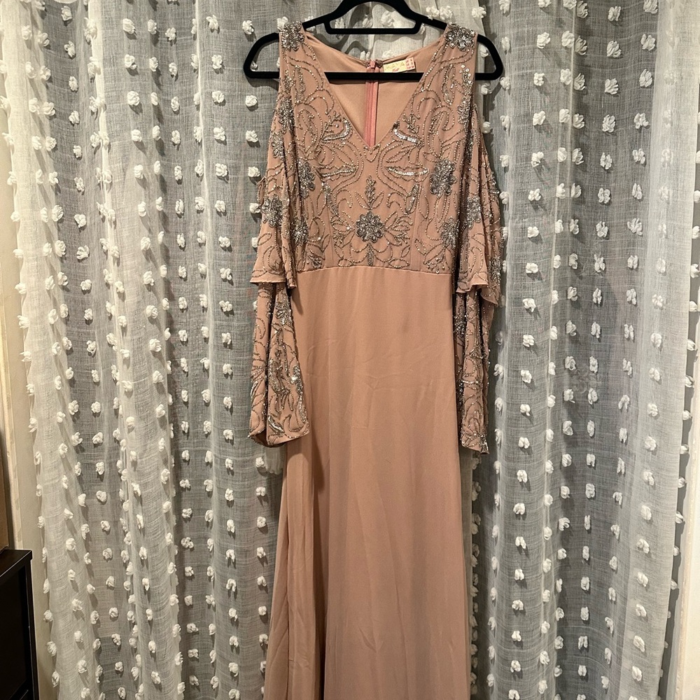 Maya Pink Embellished Cold Shoulder Gown